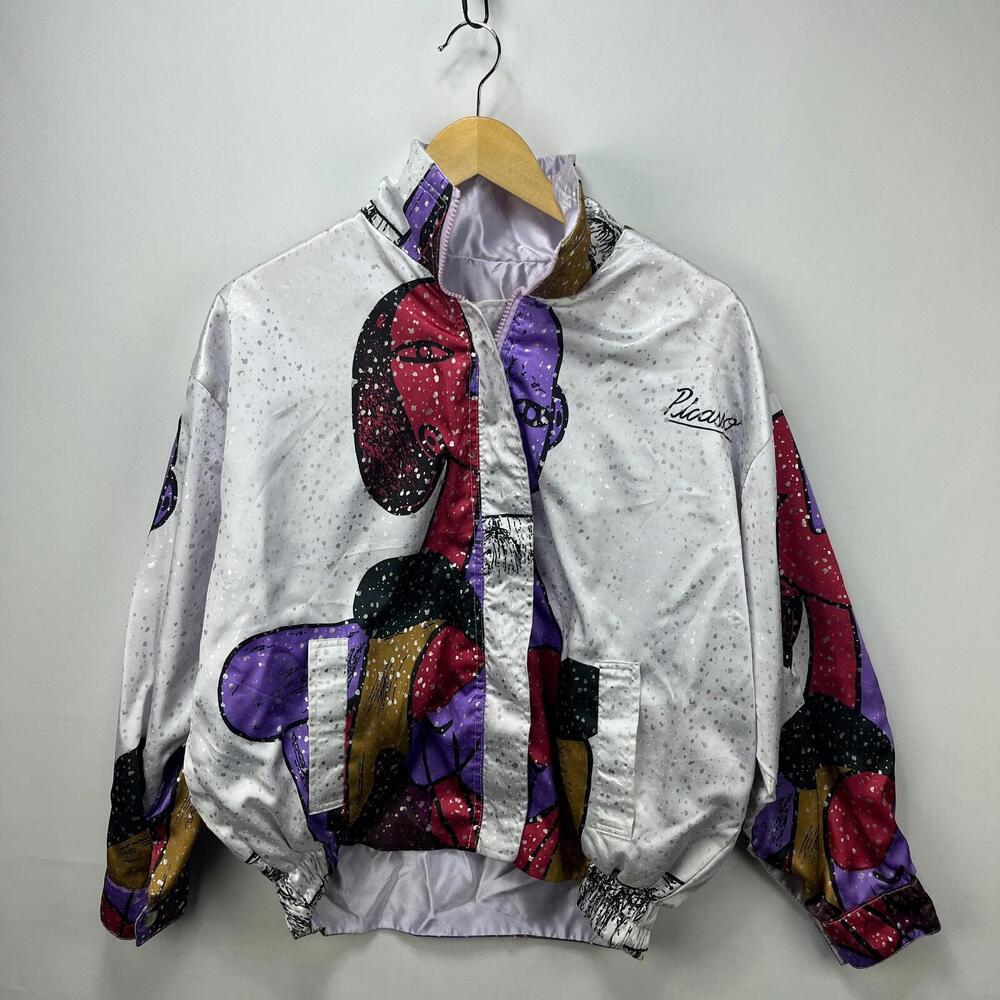 Vintage 80s Picasso Windbreaker Art Jacket Medium AOP - Picture 3 of 15